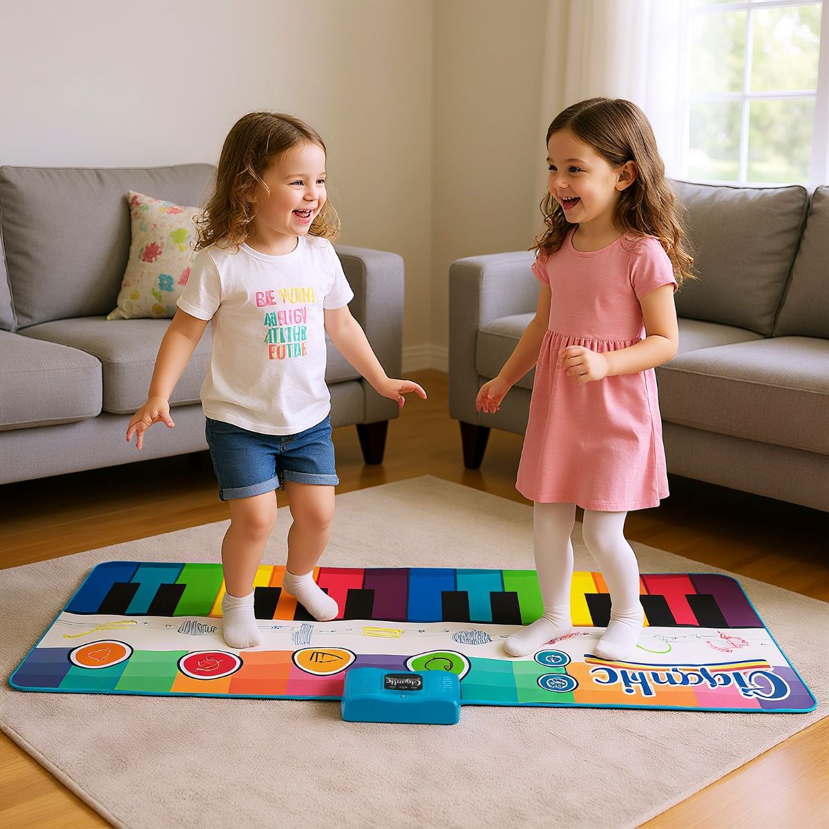 Tapis de danse pour enfants Coast avec 24 touches de piano et 8 sons d'instruments - Tapis de jeu musical 181 x 73 cm - coloré
