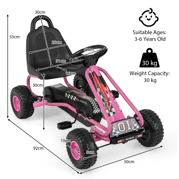 Coast Pedal Cart avec pédales et siège réglable 4-Wheel Skelter for Kids