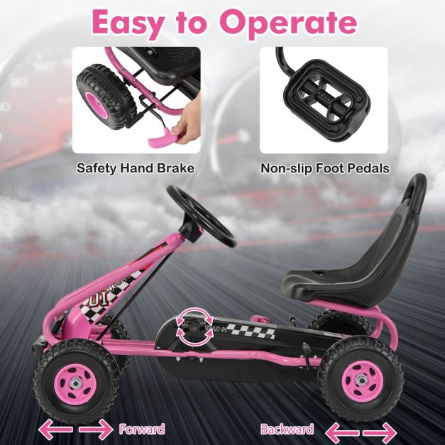 Coast Pedal Cart avec pédales et siège réglable 4-Wheel Skelter for Kids