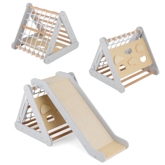Coast Cadre à grimper pour enfants - Toboggan - 4-en-1 - 63 x 64 x 61 cm - Gris