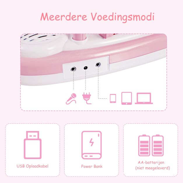 Clavier électrique à 37 touches pour enfants - Piano jouet avec microphone, lumière rythmique et pieds amovibles - Rose