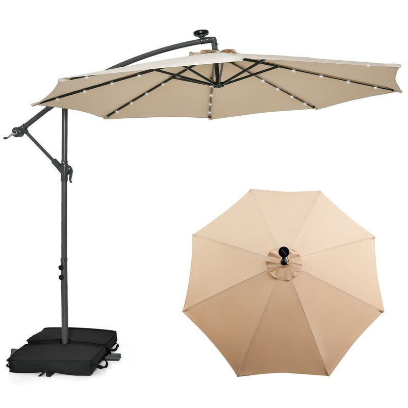 Coast Parasol flottant avec sacs de sable et éclairage LED - Ø300cm - Beige